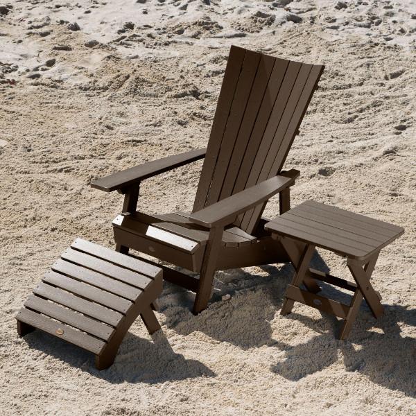 Adirondack Manhattan Beach Chair with Folding Side Table &amp; Ottoman Conversation Set