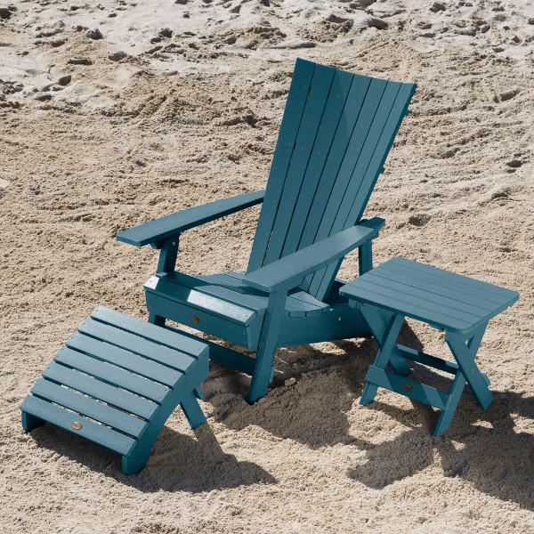 Adirondack Manhattan Beach Chair with Folding Side Table &amp; Ottoman Conversation Set