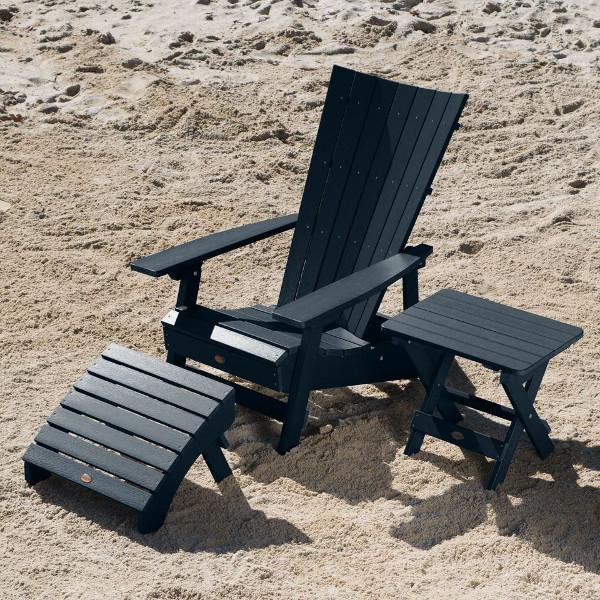 Adirondack Manhattan Beach Chair with Folding Side Table &amp; Ottoman Conversation Set