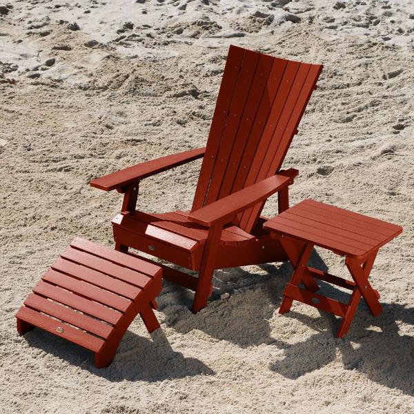 Adirondack Manhattan Beach Chair with Folding Side Table &amp; Ottoman Conversation Set