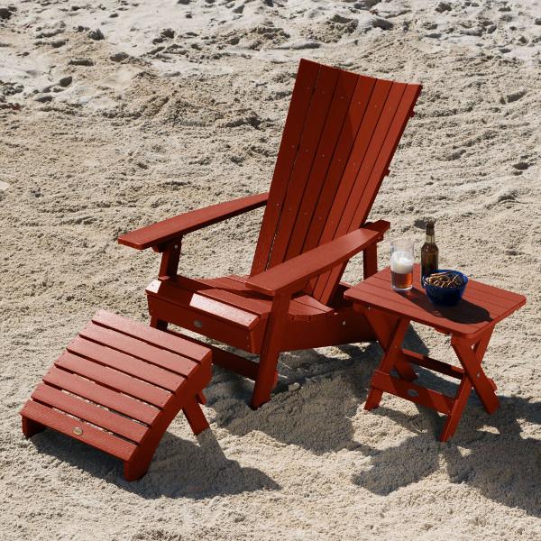 Adirondack Manhattan Beach Chair with Folding Side Table &amp; Ottoman Conversation Set