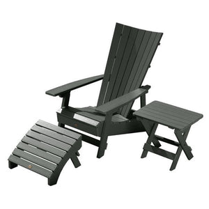 Adirondack Manhattan Beach Chair with Folding Side Table & Ottoman Conversation Set Charleston Green