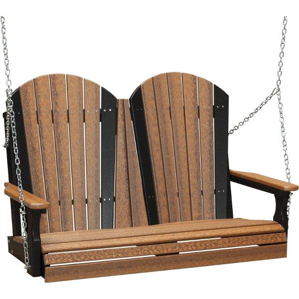 Adirondack Swing Porch Swing 4ft / Antique Mahogany &amp; Black
