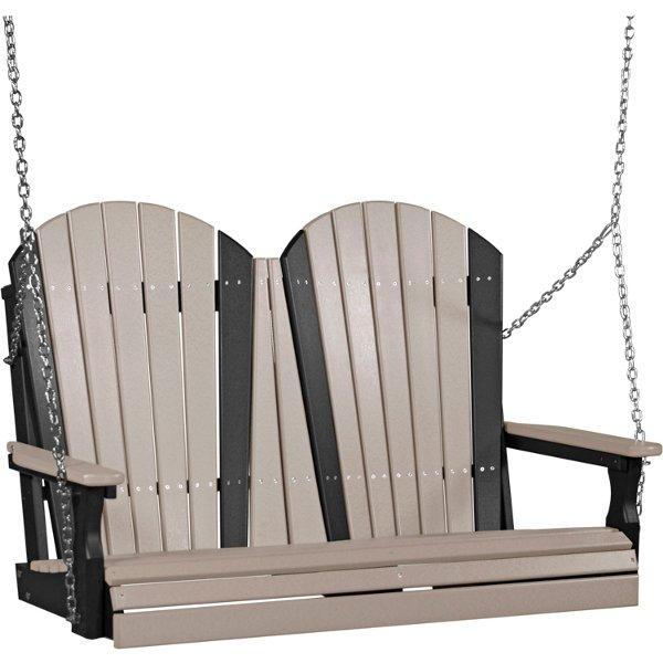 Adirondack Swing Porch Swing 4ft / Weatherwood &amp; Black