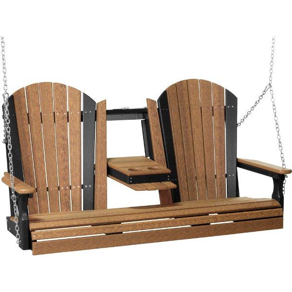 Adirondack Swing Porch Swing 5ft / Antique Mahogany &amp; Black