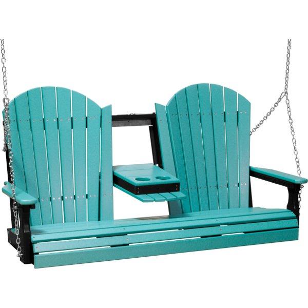 Adirondack Swing Porch Swing 5ft / Aruba Blue &amp; Black