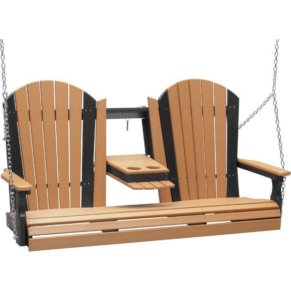Adirondack Swing Porch Swing 5ft / Cedar &amp; Black
