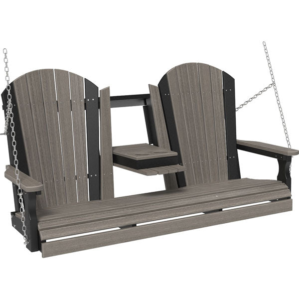 Adirondack Swing Porch Swing 5ft / Coastal Gray &amp; Black
