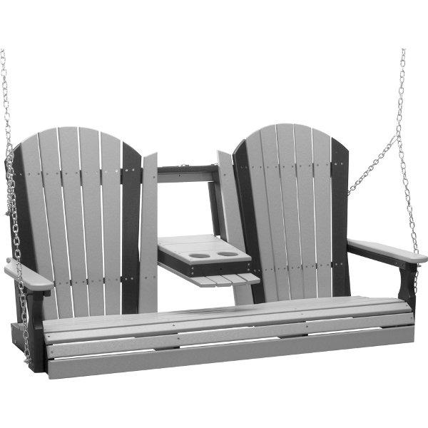 Adirondack Swing Porch Swing 5ft / Dove Gray &amp; Black