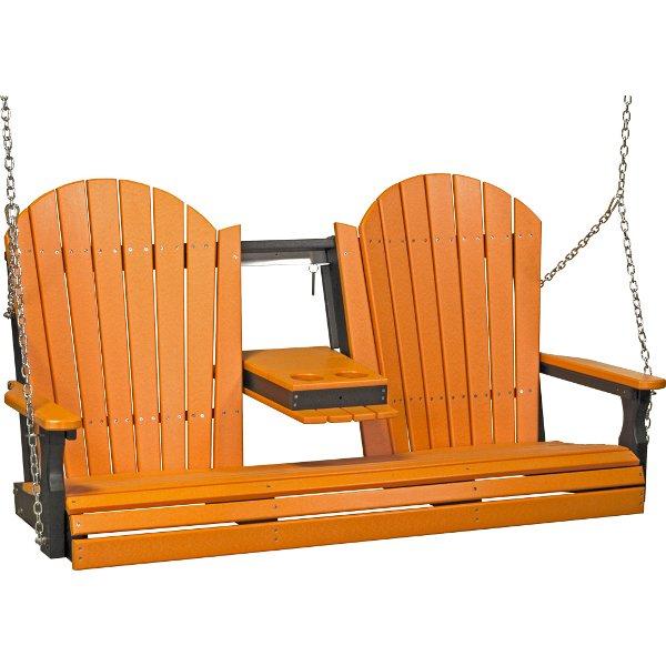 Adirondack Swing Porch Swing 5ft / Tangerine &amp; Black