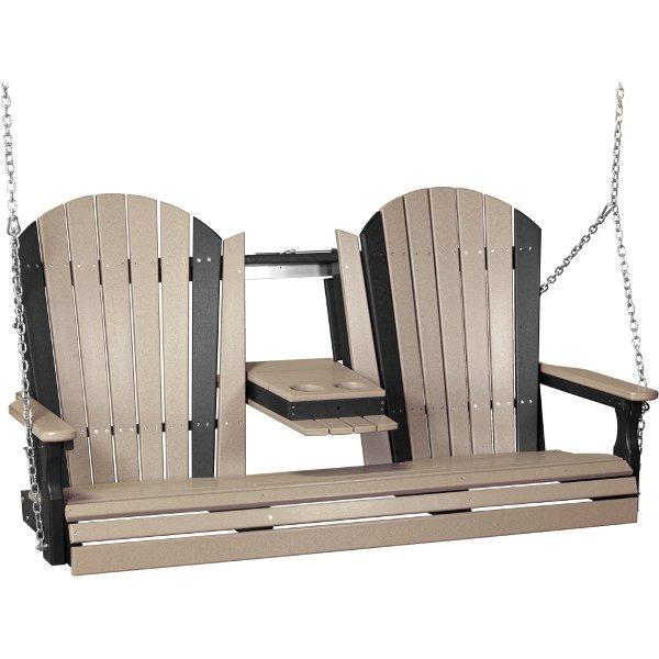 Adirondack Swing Porch Swing 5ft / Weatherwood &amp; Black