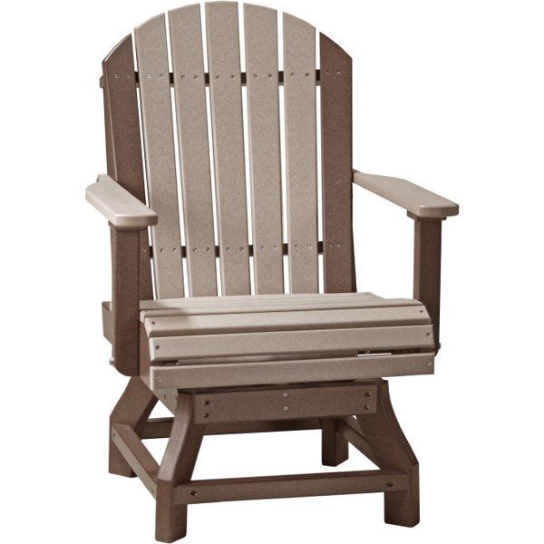 Adirondack Swivel Chair Swivel Chair Dining Height / Weatherwood &amp; Chestnut Brown