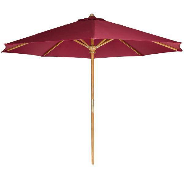 All Things Cedar 10' Teak Market Umbrella &amp; Canopy Umbrella &amp; Canopy Red