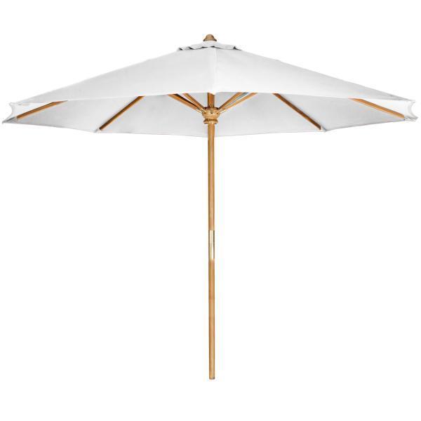 All Things Cedar 10' Teak Market Umbrella &amp; Canopy Umbrella &amp; Canopy White