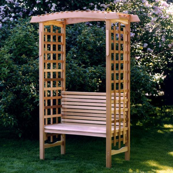 Cedar Garden Arbor with Bench - The Charming Bench Company