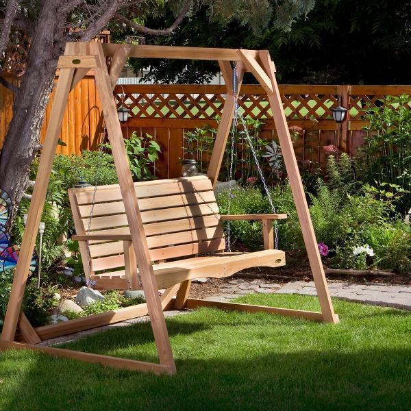 All Things Cedar Swing with A-Frame Set Porch Swings 6' Swing Frame &amp; 4' Porch Swing Set / back yard swing / wooden swings for sale