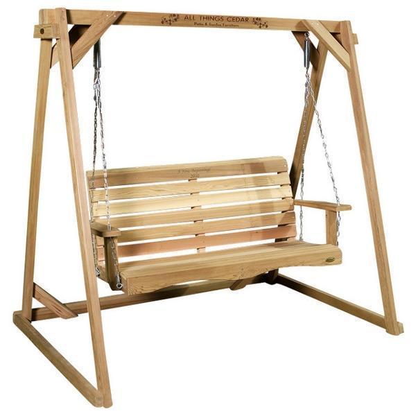 All Things Cedar Swing with A-Frame Set Porch Swings 8' Swing Frame &amp; 5' Porch Swing Set / back yard swing / wooden swings for sale