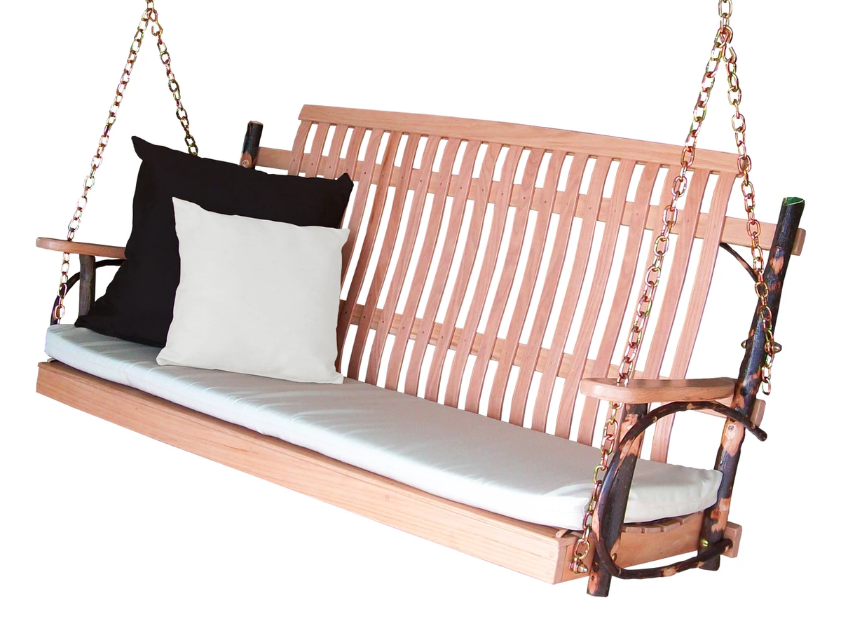 Amish Hickory Porch Swing Porch Swing Natural Stain / 4ft / Without Swing Hangers