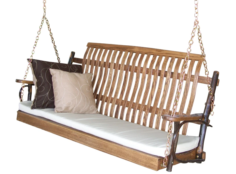 Amish Hickory Porch Swing Porch Swing Walnut Stain / 4ft / Without Swing Hangers
