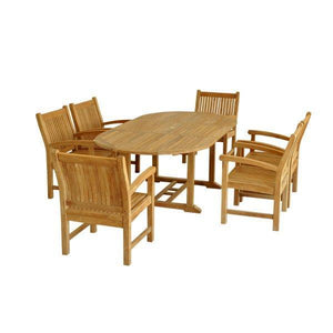 Anderson Teak Bahama Sahara Armchair 7-Pieces 87" Oval Dining Set Dining Set
