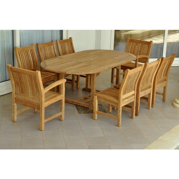 Anderson Teak Bahama Sahara Side Chair 7-Pieces 87" Oval Dining Set Dining Set