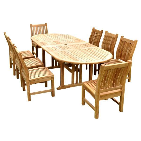 Anderson Teak Sahara Dining Side Chair 9-Pieces Oval Dining Set Dining Set