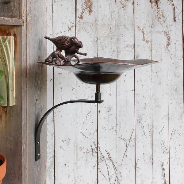 Antiqued Birdbath with Birds Birdbath with Birds