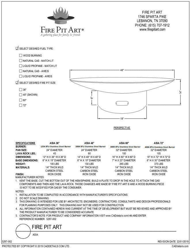 Asia 60" Fire Pit Fire Pits