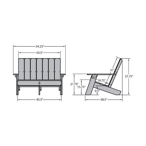 Barcelona Double Wide Modern Adirondack Chair Adirondack Chair