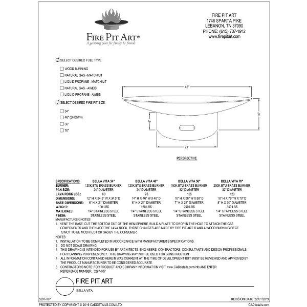 Bella Vita 46" Fire Pit Fire Pits
