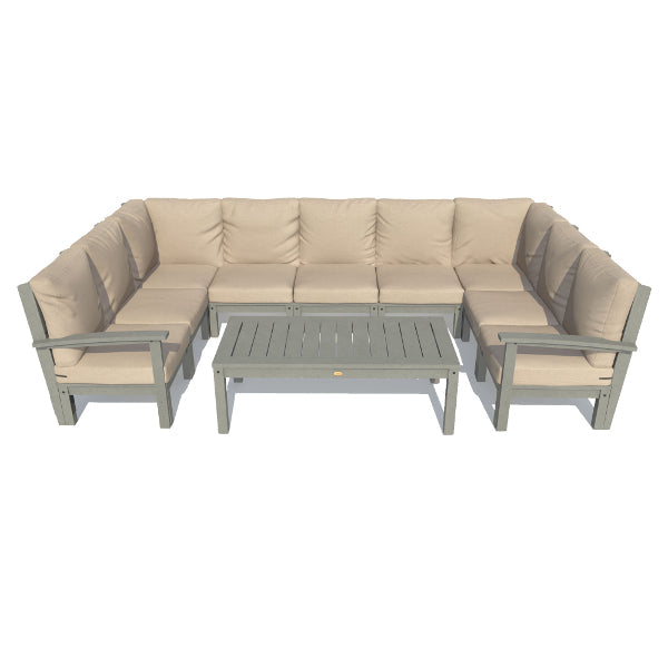 Bespoke Deep Seating 10 pc Sectional Sofa Set with Conversation Table Sectional Set Dune / Coastal Teak