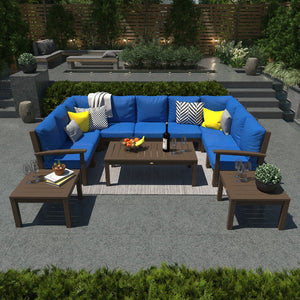 Bespoke Deep Seating 12 pc Sectional Sofa Set with Conversation and 2 Side Table Sectional Set