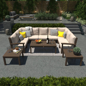 Bespoke Deep Seating 12 pc Sectional Sofa Set with Conversation and 2 Side Table Sectional Set