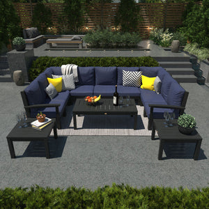 Bespoke Deep Seating 12 pc Sectional Sofa Set with Conversation and 2 Side Table Sectional Set