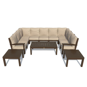 Bespoke Deep Seating 12 pc Sectional Sofa Set with Conversation and 2 Side Table Sectional Set Cobalt Blue / Coastal Teak