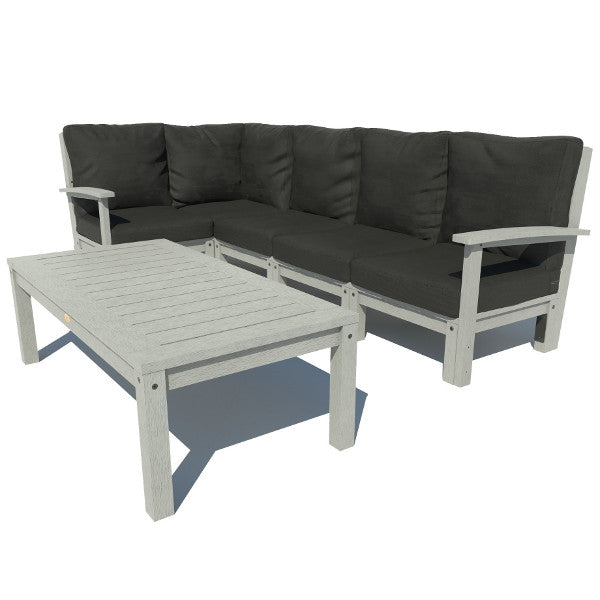 Bespoke Deep Seating 6 pc Sectional Set with Conversation Table Sectional Set Jet Black / Coastal Teak