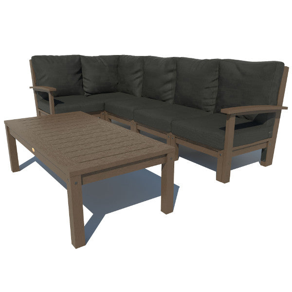 Bespoke Deep Seating 6 pc Sectional Set with Conversation Table Sectional Set Jet Black / Weathered Acorn