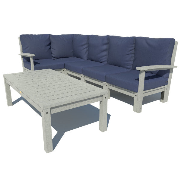Bespoke Deep Seating 6 pc Sectional Set with Conversation Table Sectional Set Navy Blue / Coastal Teak