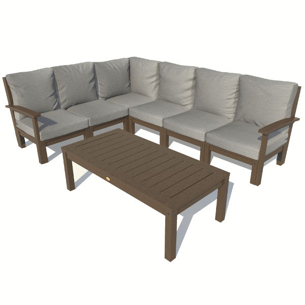 Bespoke Deep Seating 7 pc Sectional Sofa Set with Conversation Table Sectional Set Stone Gray / Weathered Acorn