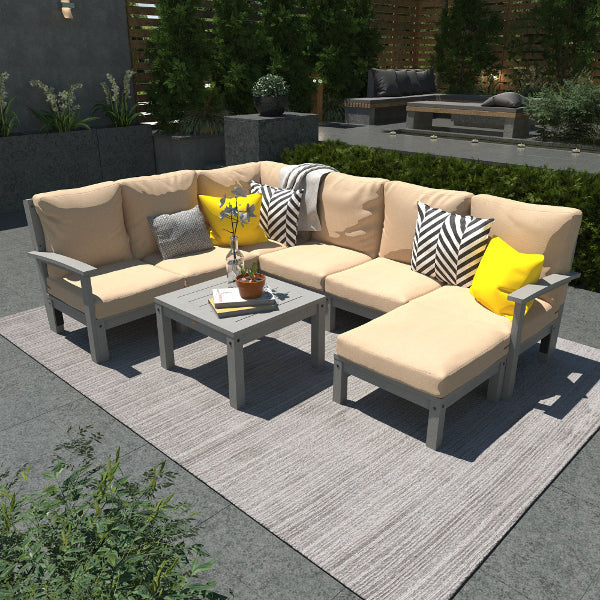 Bespoke Deep Seating 8 pc Sectional Sofa Set with Ottoman and Side Table Sectional Set