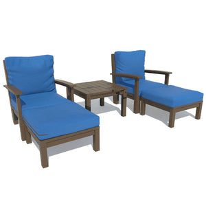 Bespoke Deep Seating Chaise Set with Side Table Chair Cobalt Blue / Weathered Acorn