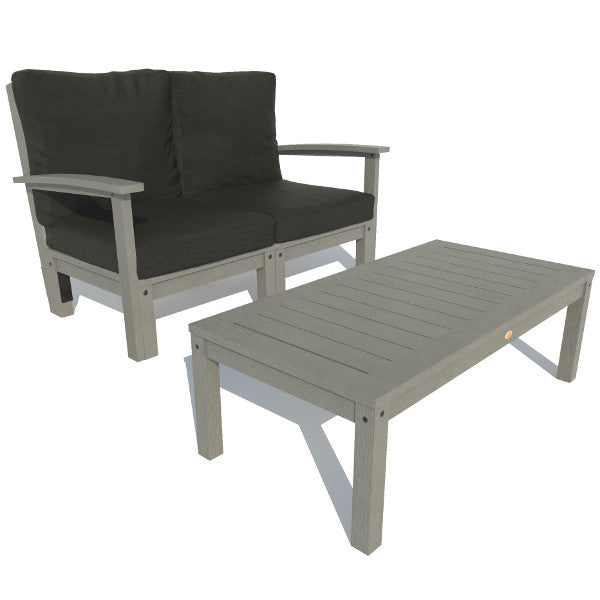 Bespoke Deep Seating Loveseat and Conversation Table Chair Jet Black / Coastal Teak