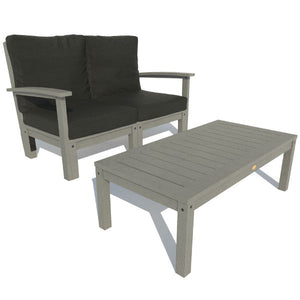 Bespoke Deep Seating Loveseat and Conversation Table Chair Jet Black / Coastal Teak