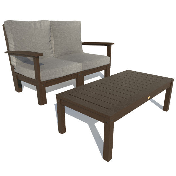 Bespoke Deep Seating Loveseat and Conversation Table Chair Stone Gray / Weathered Acorn