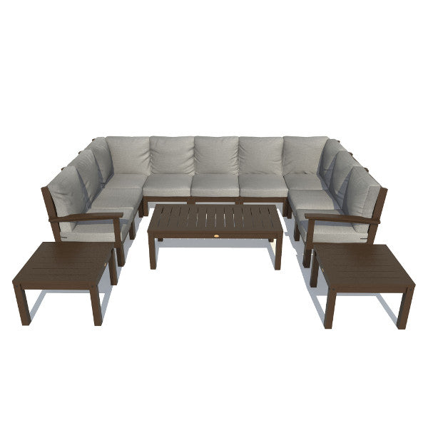 Bespoke Deep Seating Sofa and Ottoman Outdoor Sofa Navy Blue / Coastal Teak