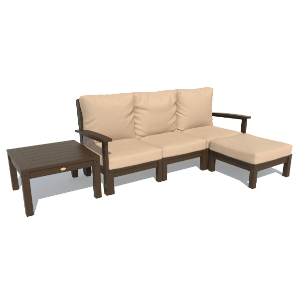 Bespoke Deep Seating Sofa, Ottoman and Side Table Sectional Set Driftwood / Weathered Acorn