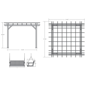 Bodhi Pergola (12 x 12) with 2 Weatherly 4ft Swings Swing