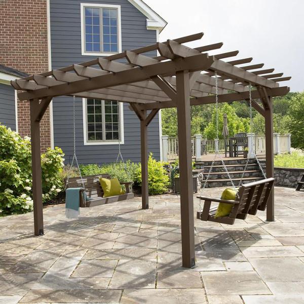 Bodhi Pergola (12 x 12) with 2 Weatherly 4ft Swings Swing