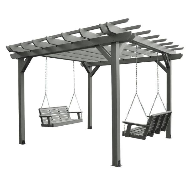 Bodhi Pergola (12 x 12) with 2 Weatherly 4ft Swings Swing Coastal Teak