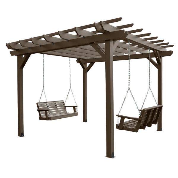 Bodhi Pergola (12 x 12) with 2 Weatherly 4ft Swings Swing Weathered Acorn